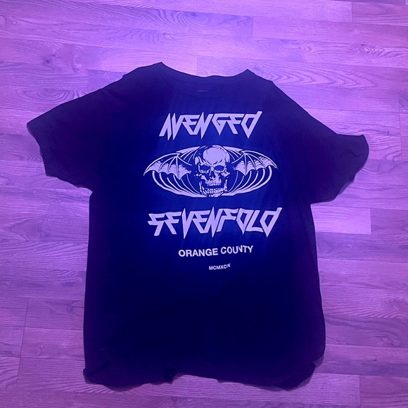 Avenged Sevenfold Black T Shirt XL Used SkullBat - Picture 1 of 3